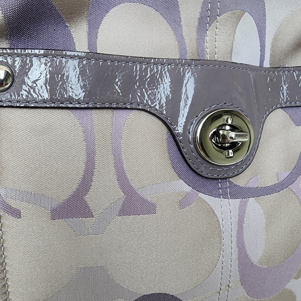 COACH F17479 Lilac & Khaki Penelope Opt Sateen Lilac Patent Leather Trim - Picture 16 of 16